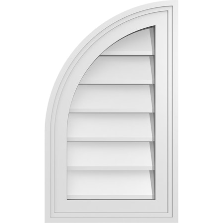 Ekena Millwork Quarter Round Top Left Surface Mount PVC Gable Vent w/ 2"W x 1-1/2"P Brickmould Frame, 12"W x 20"H GVPQL12X2002SN